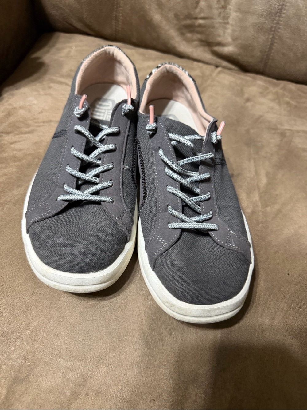 Hey Dude Gray Canvas Sneakers with Pink Lining